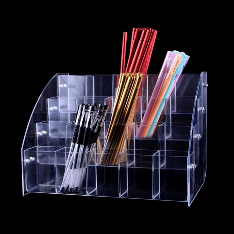 Fashion Clear Acrylic Brush Holder Box Writing Utensil