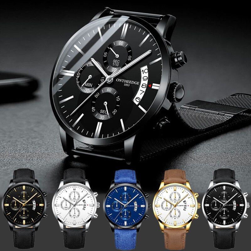 Business Men's Watch Brand Luxury Male Quartz Watches Minimalist Casual Leather Strap Digital Wristwatch