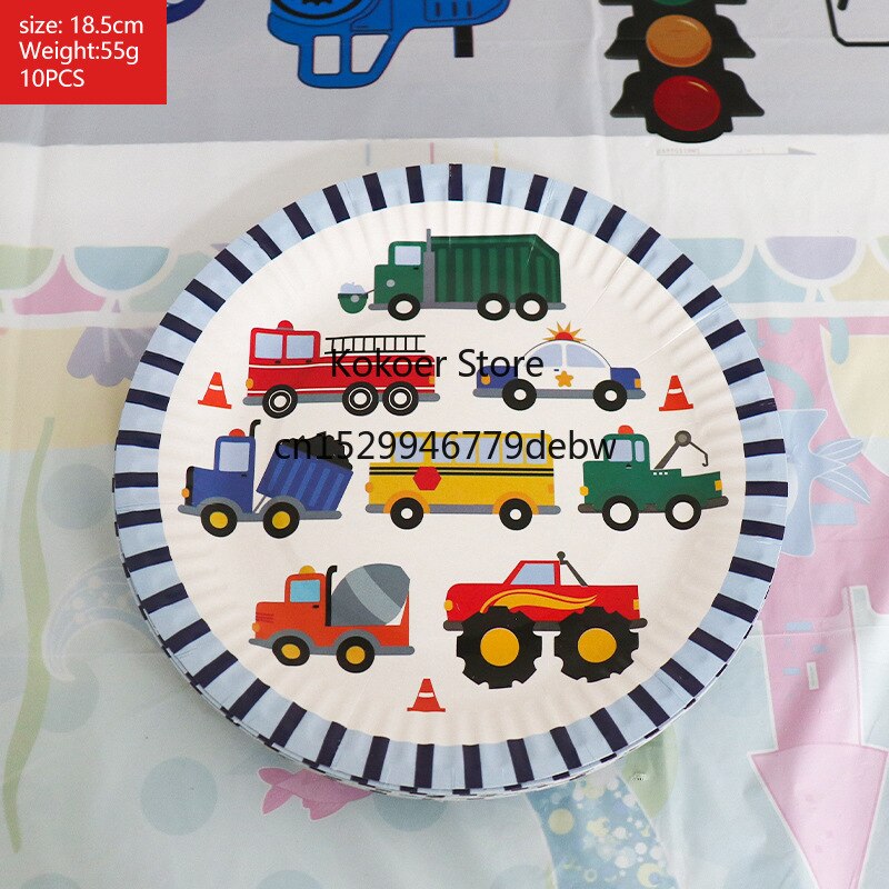 Construction Trucks Engineering Cars Party Disposable Tableware Set - Pioneer Merchandise