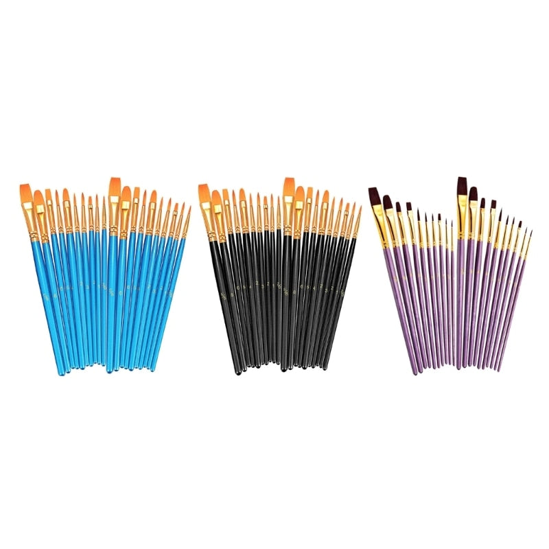 Short Wood Handles Paint Brush Set Perfect for Greater Control over Small Detail - Pioneer Merchandise