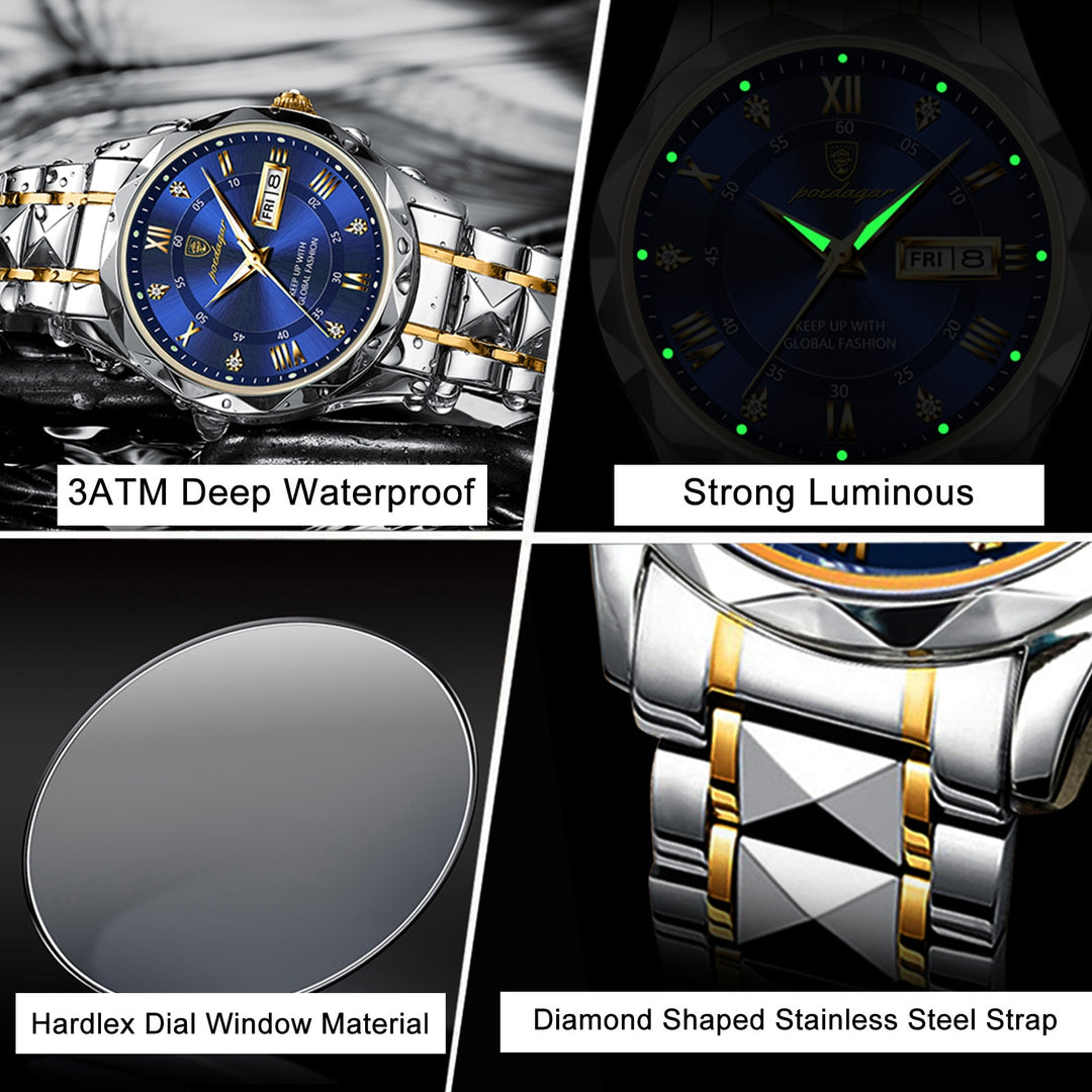 POEDAGAR Top Brand Luxury Man Wristwatch Waterproof Luminous Date Week Men Wristwatch