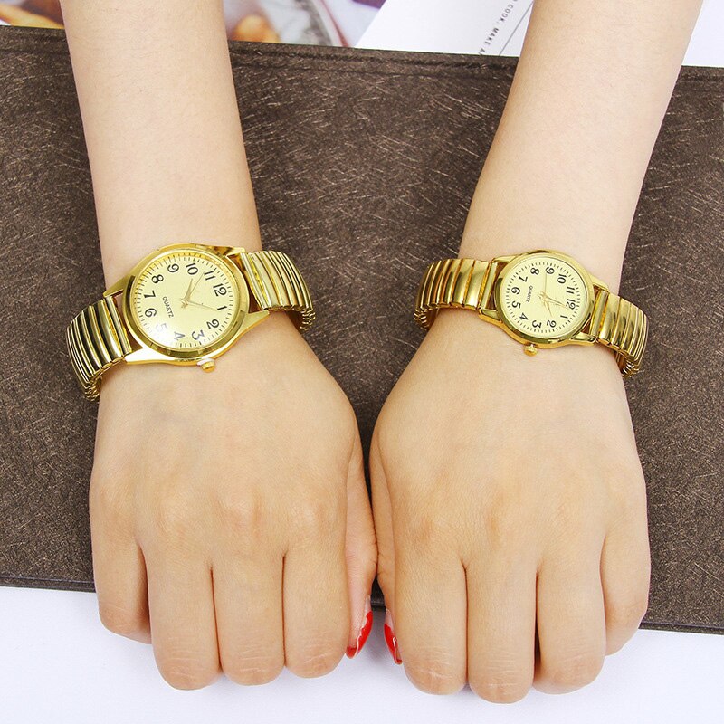 Man Women Couple Wrist Watches Stainless Steel Band Alloy Lovers Business Quartz Wristwatch