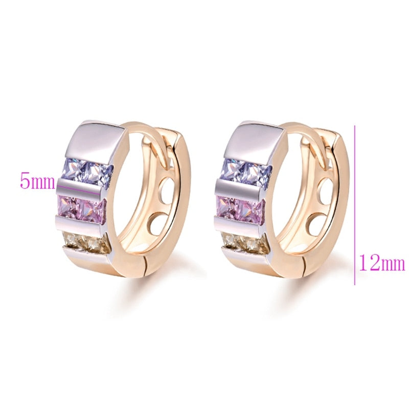 Colorful CZ Stone Small Hoop Earrings