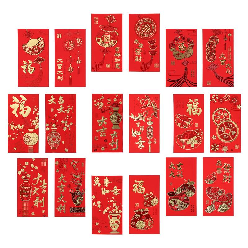 30/36Pcs Chinese Hongbao Red Packet Envelope - Pioneer Merchandise