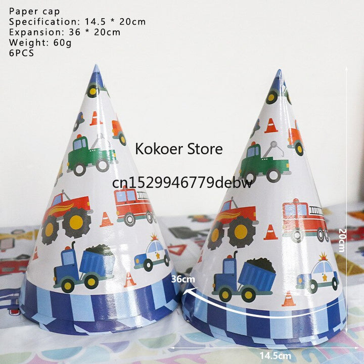 Construction Trucks Engineering Cars Party Disposable Tableware Set - Pioneer Merchandise