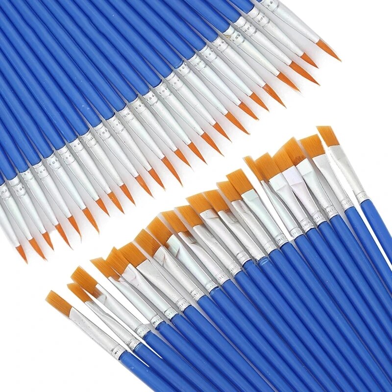 30Pcs/Set Small Tip And Flat Nylon Hair Paint Brushes for Drawing - Pioneer Merchandise