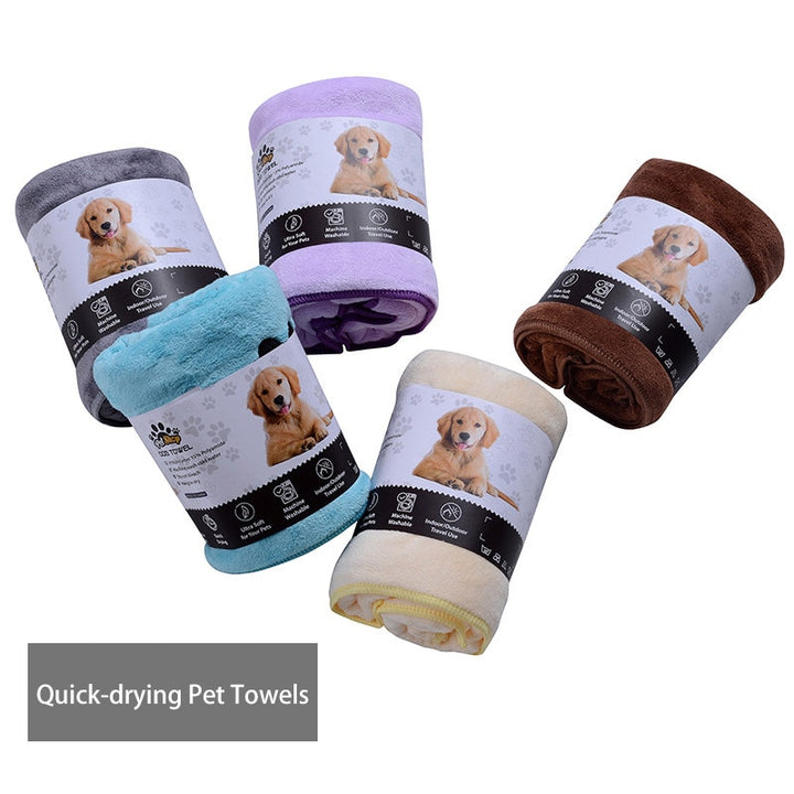 Quick-drying Pet Dog and Cat Towels Soft Fiber Towels Water-absorbent Bath Towel Convenient Pet Cleaning Towel Pet Supplies