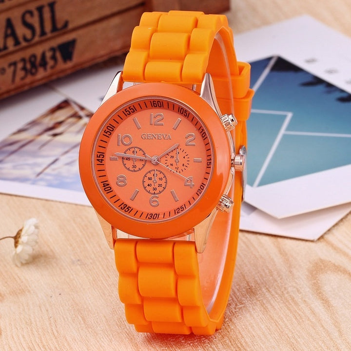 Famous Brand Geneva Ladies Fashion Watch Male and Female Student Silicone Quartz WristWatch