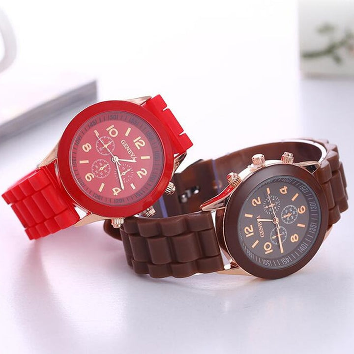 Famous Brand Geneva Ladies Fashion Watch Male and Female Student Silicone Quartz WristWatch