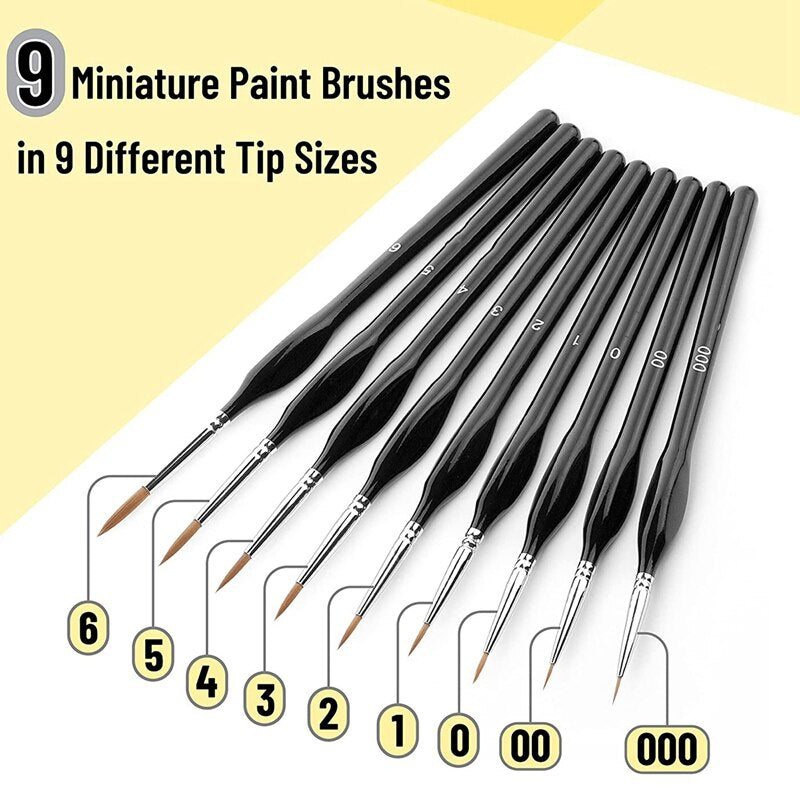 Micro-Brushes 9 Pieces Fine Paint Brushes For MINI Brushes - Pioneer Merchandise