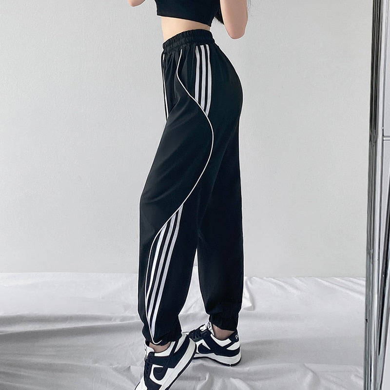 Women Jogging Pants High Waist Elastic Sports Pants Gym Running Sportswear