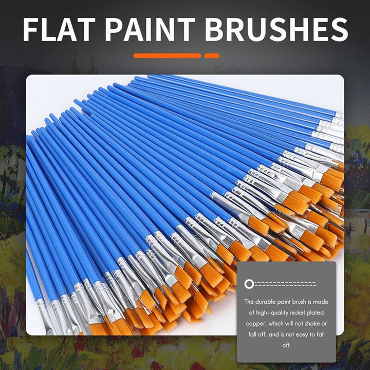 200 Pcs Flat Paint Brushes Small Brush Bulk For Detail Painting Craft Watercolor - Pioneer Merchandise