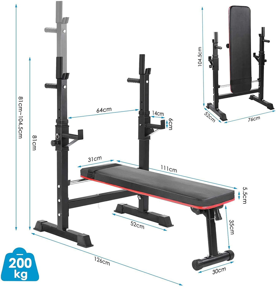 Multifunction Weight Bench, Training Bench with Barbell Rack, Foldable Training bench