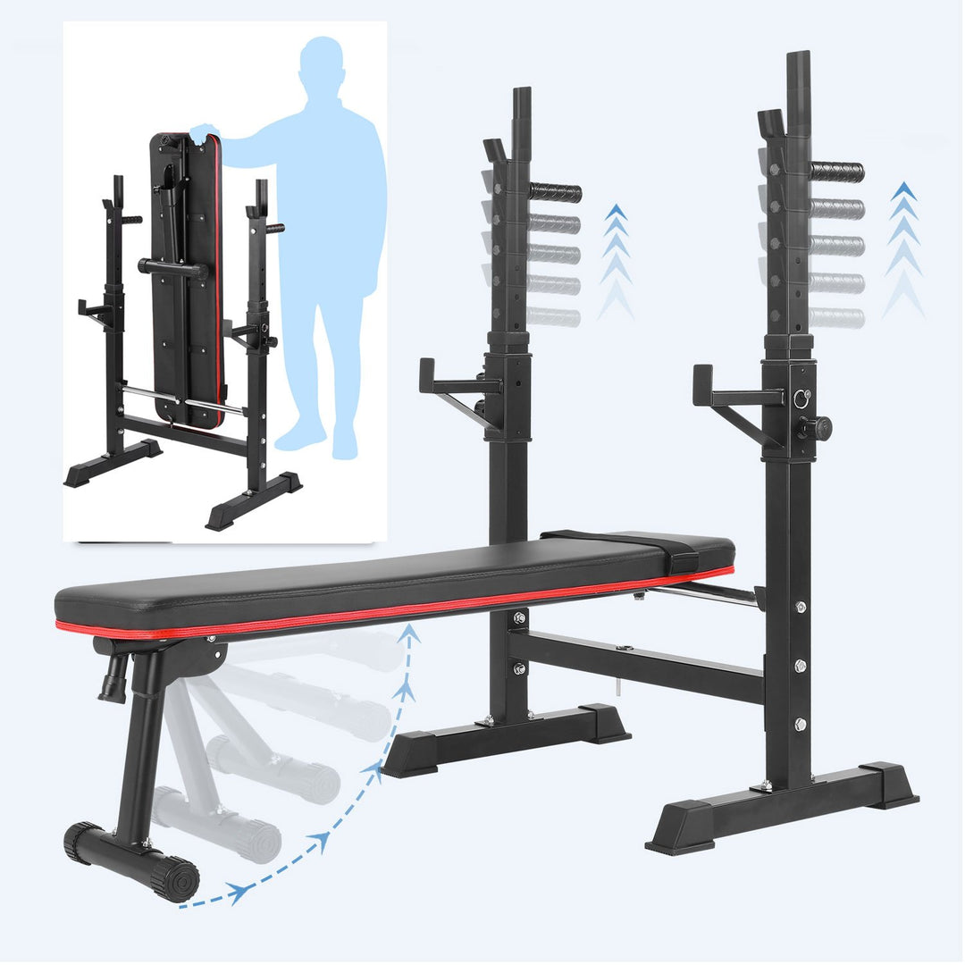 Multifunction Weight Bench, Training Bench with Barbell Rack, Foldable Training bench