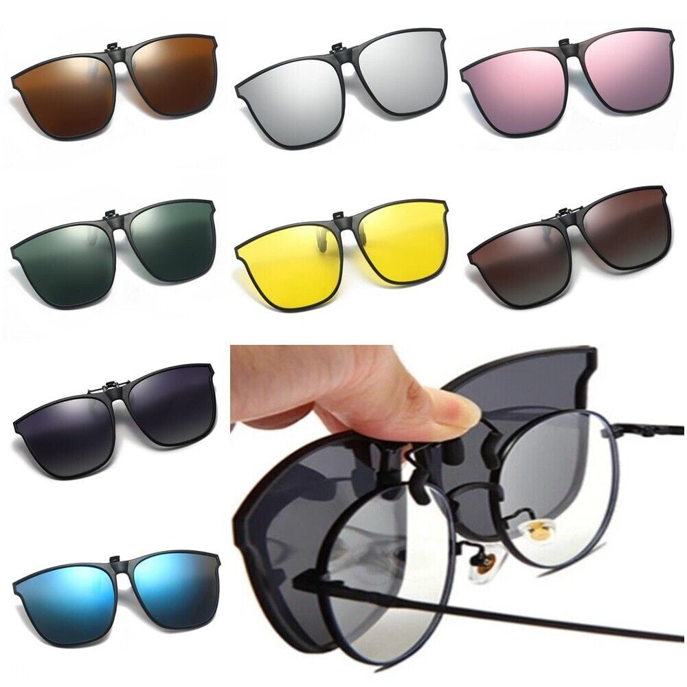 Women Sunglasses Clip-on Polarized Optical Glasses Clip Diamond Cut Mirror Sunglasses