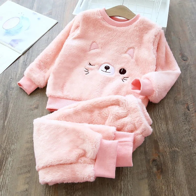 Children's Pajama Sets Bear Tops + Pants 2Pcs Kids Pajamas Winter Girl Clothing Sets