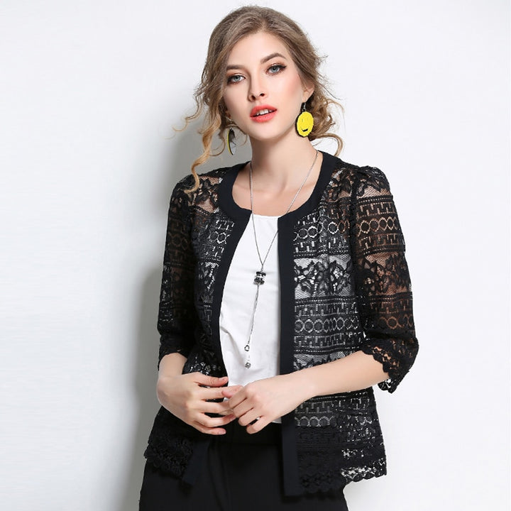 Women Clothing 2023 Ladies White Lace Blouse Summer Cardigan