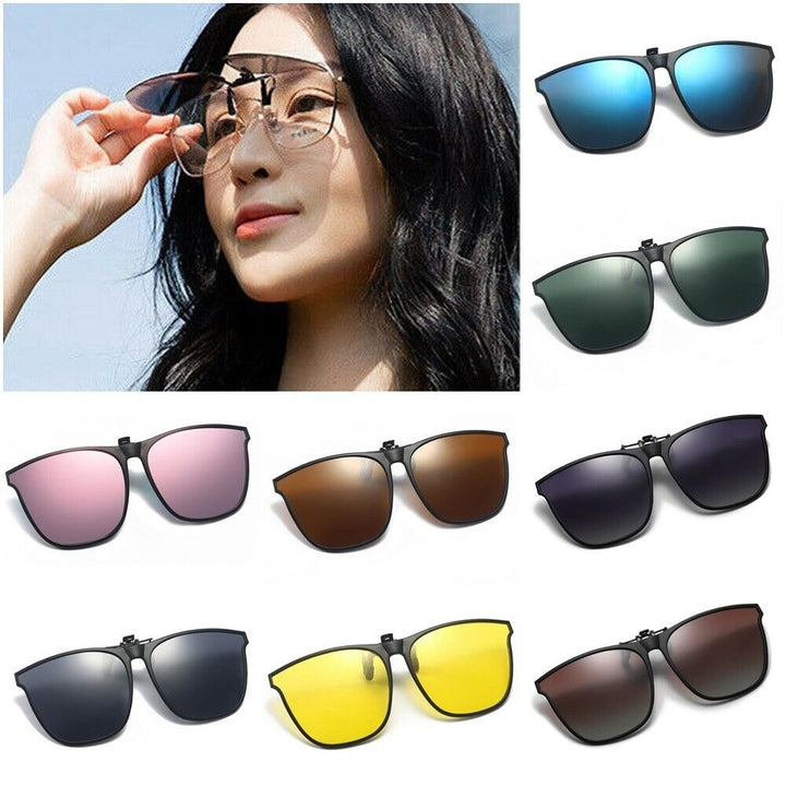 Women Sunglasses Clip-on Polarized Optical Glasses Clip Diamond Cut Mirror Sunglasses