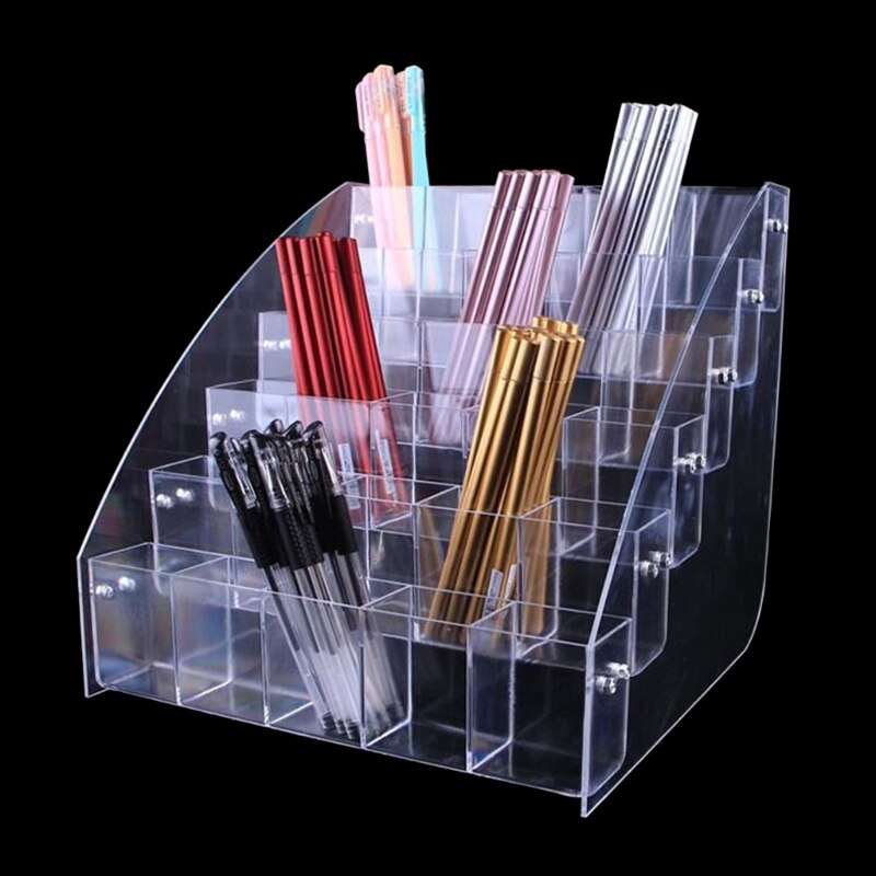 Elegant Acrylic Brush  Container Writing Utensil