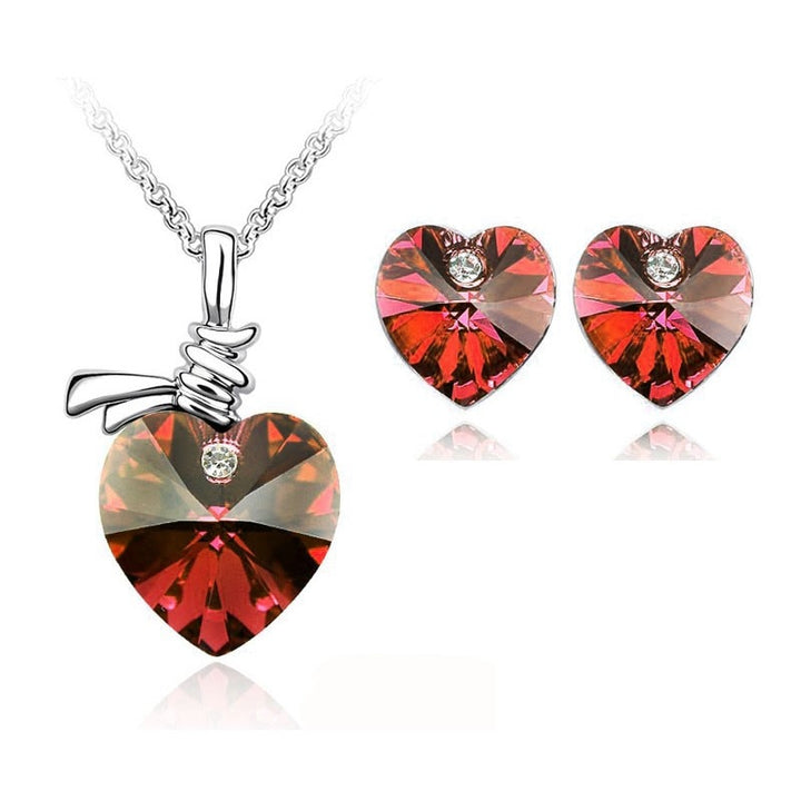 Crystal Heart Pendant fashion Jewelry set Necklace