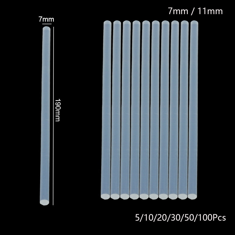 7mm / 11mm 10-100pcs/lot Transparent Hot-melt Gun Glue Sticks