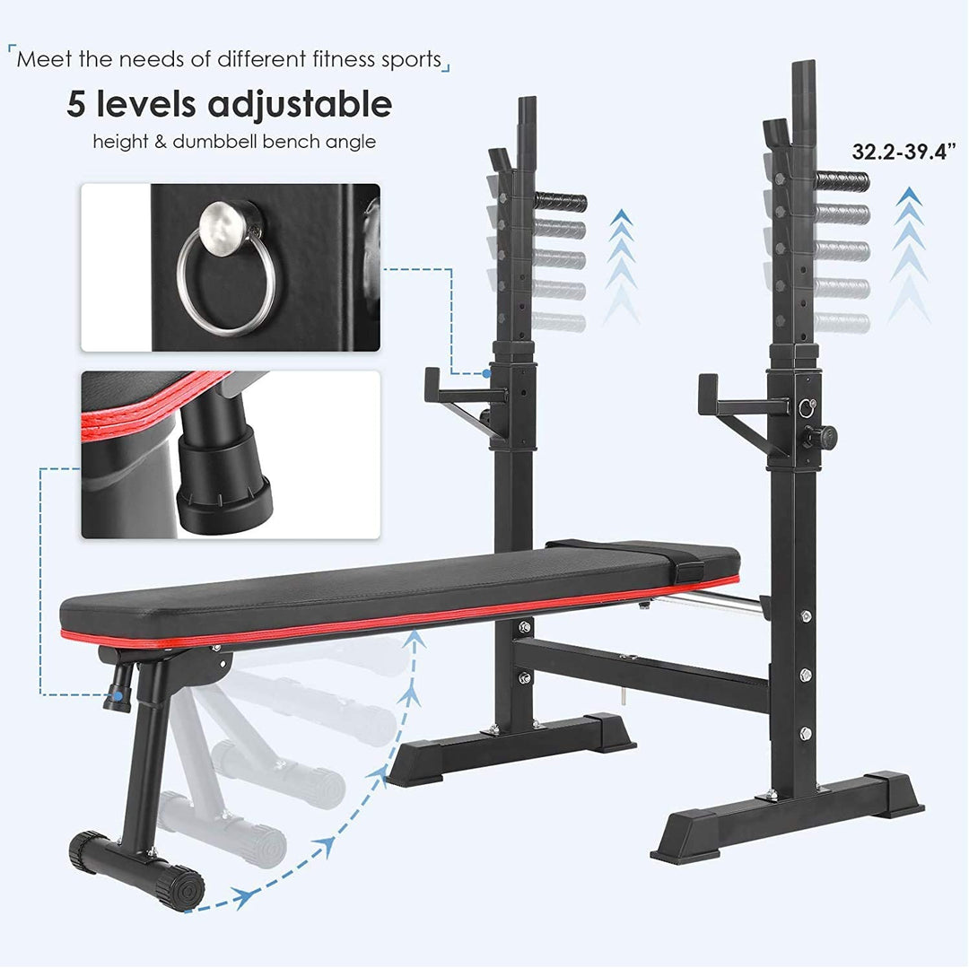 Multifunction Weight Bench, Training Bench with Barbell Rack, Foldable Training bench