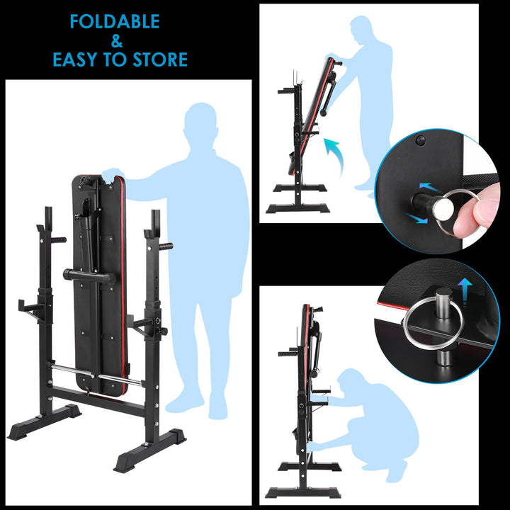 Multifunction Weight Bench, Training Bench with Barbell Rack, Foldable Training bench