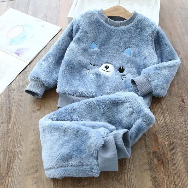 Children's Pajama Sets Bear Tops + Pants 2Pcs Kids Pajamas Winter Girl Clothing Sets