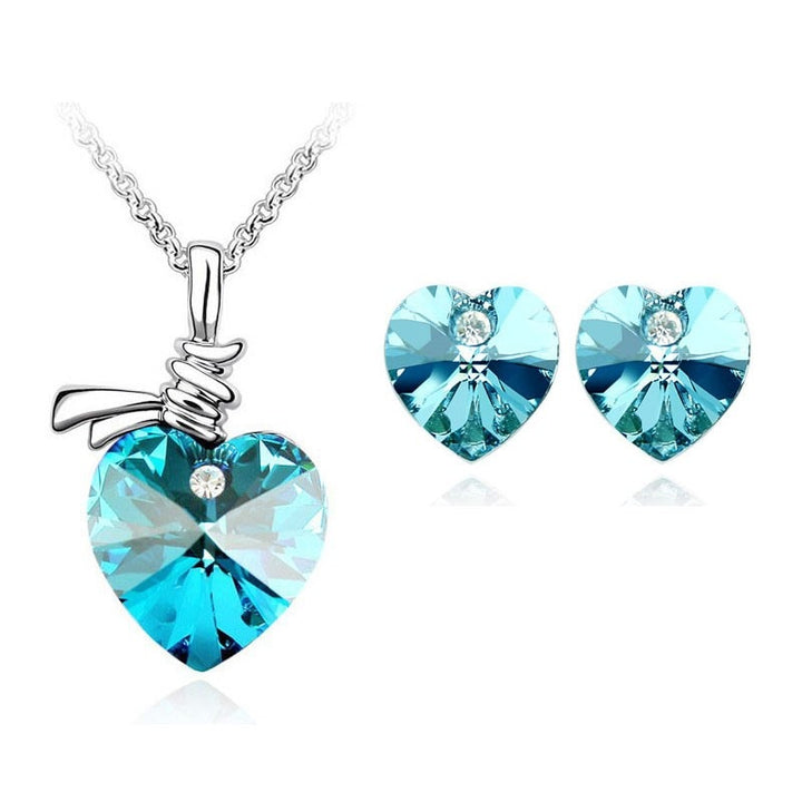 Crystal Heart Pendant fashion Jewelry set Necklace