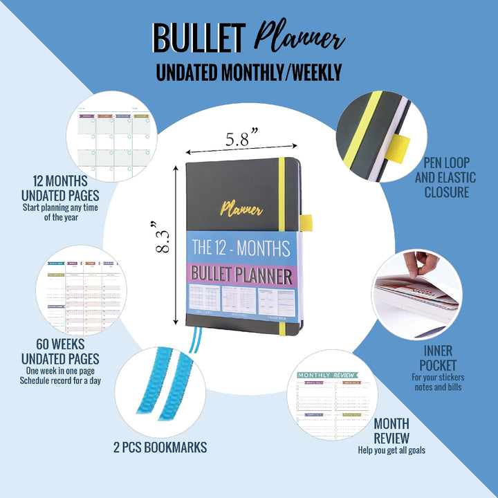 Agenda 2024 Daily Planner Life Goal Setting Undated Weekly Monthly Year Calendar - Pioneer Merchandise