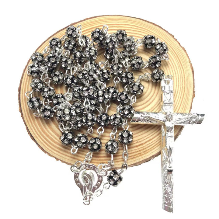 White or black rosary bead necklace