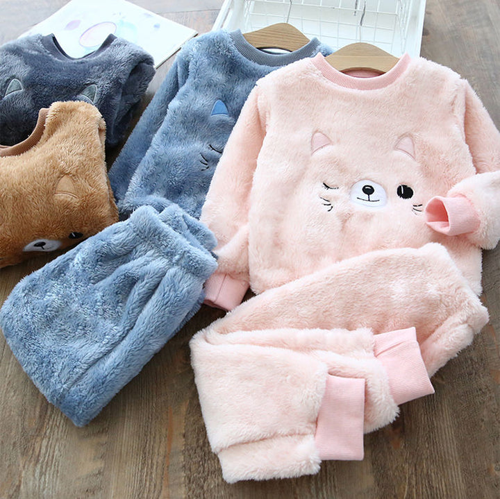 Children's Pajama Sets Bear Tops + Pants 2Pcs Kids Pajamas Winter Girl Clothing Sets