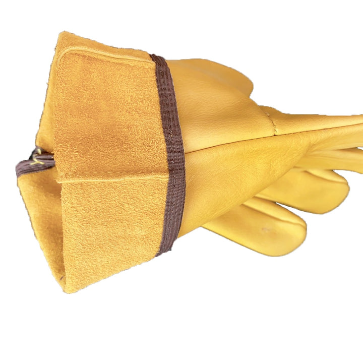 Apricot Cow Skin Leather Gloves Safe High Quality Men Work Safety - Pioneer Merchandise