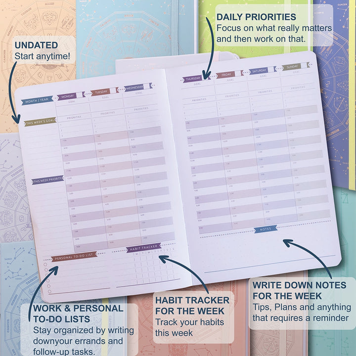 Agenda 2024 Daily Planner Life Goal Setting Undated Weekly Monthly Year Calendar - Pioneer Merchandise