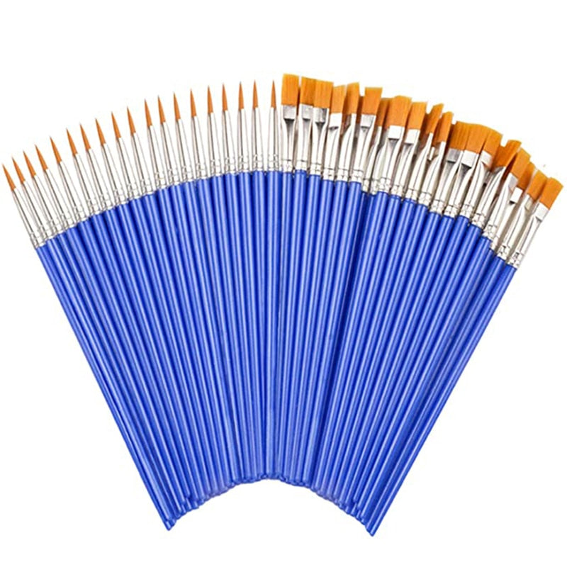 30Pcs/Set Small Tip And Flat Nylon Hair Paint Brushes for Drawing - Pioneer Merchandise