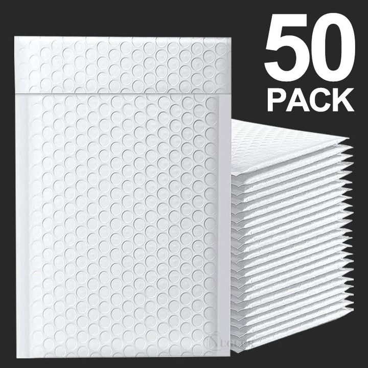 50pcs Bubble Envelopes Bag Waterproof White Foam Bubble Mailers Shipping Envelope Bags - Pioneer Merchandise