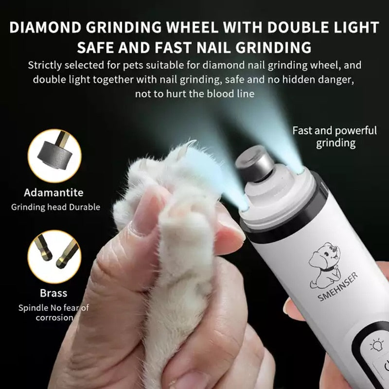 Electric Pet Nail Grinder LED Light Cat Dogs Nail Clippers USB Rechargeable Paws Nail Cutter