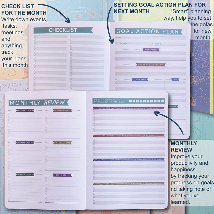 Agenda 2024 Daily Planner Life Goal Setting Undated Weekly Monthly Year Calendar - Pioneer Merchandise