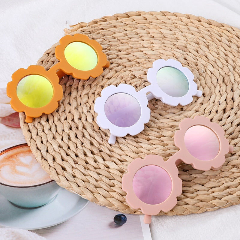 New Sun Flower Round Cute kids sunglasses UV400 for Boy girls toddler Lovely baby sun glasses