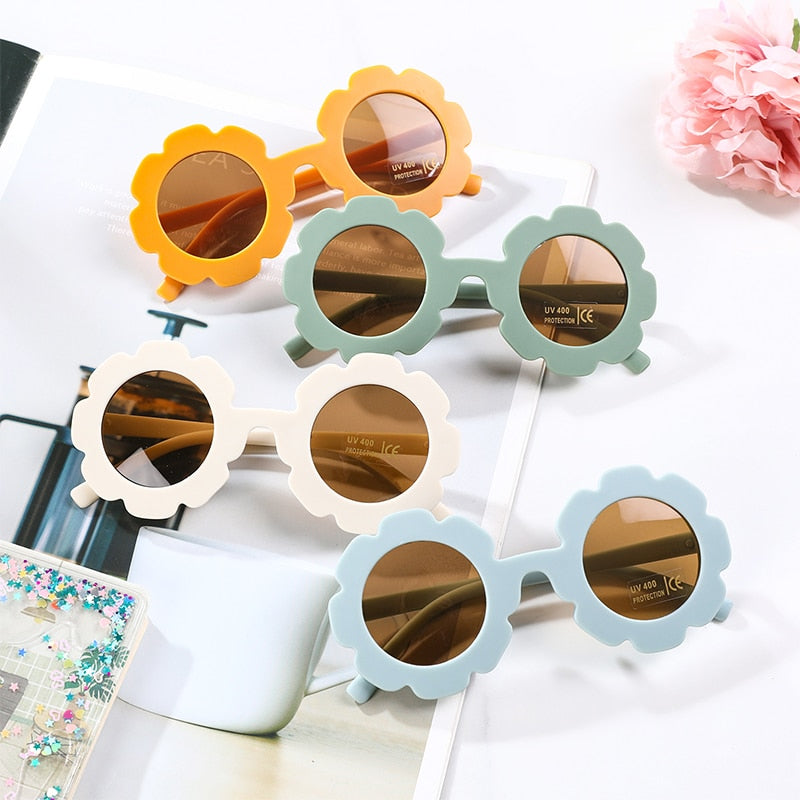 New Sun Flower Round Cute kids sunglasses UV400 for Boy girls toddler Lovely baby sun glasses