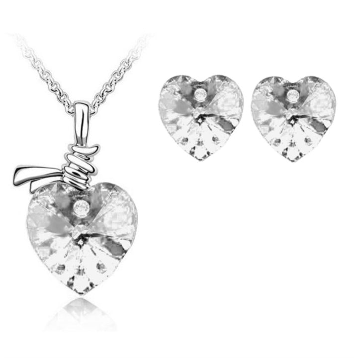 Crystal Heart Pendant fashion Jewelry set Necklace