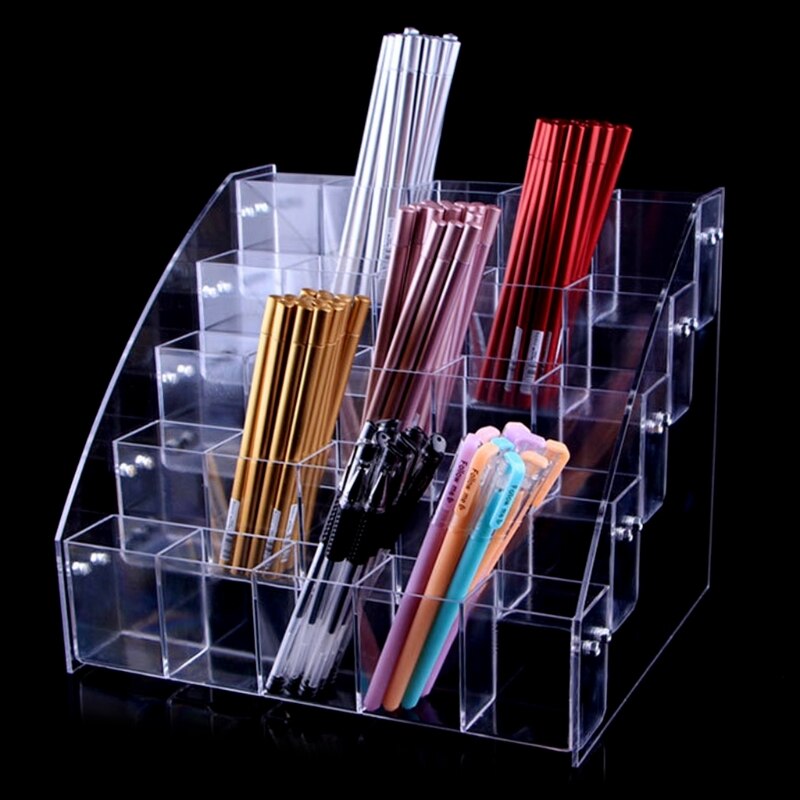 Fashion Clear Acrylic Brush Holder Box Writing Utensil