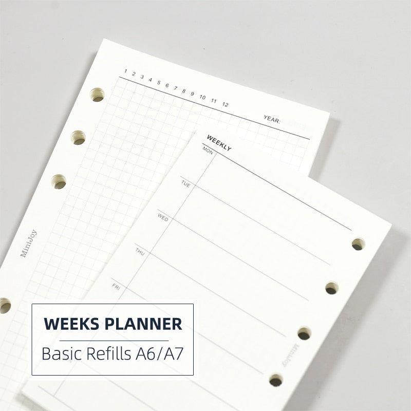 MyPretties 40 Sheets Basic Weeky Planner Refills A6 A7 Filler Papers for Personal Pocket - Pioneer Merchandise